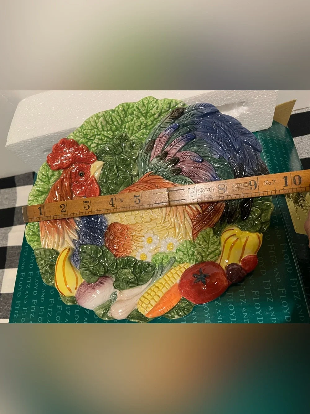 NWT FITZ & FLOYD COQ DU VILLAGE  VEGETABLE CANAPÉ PLATE.